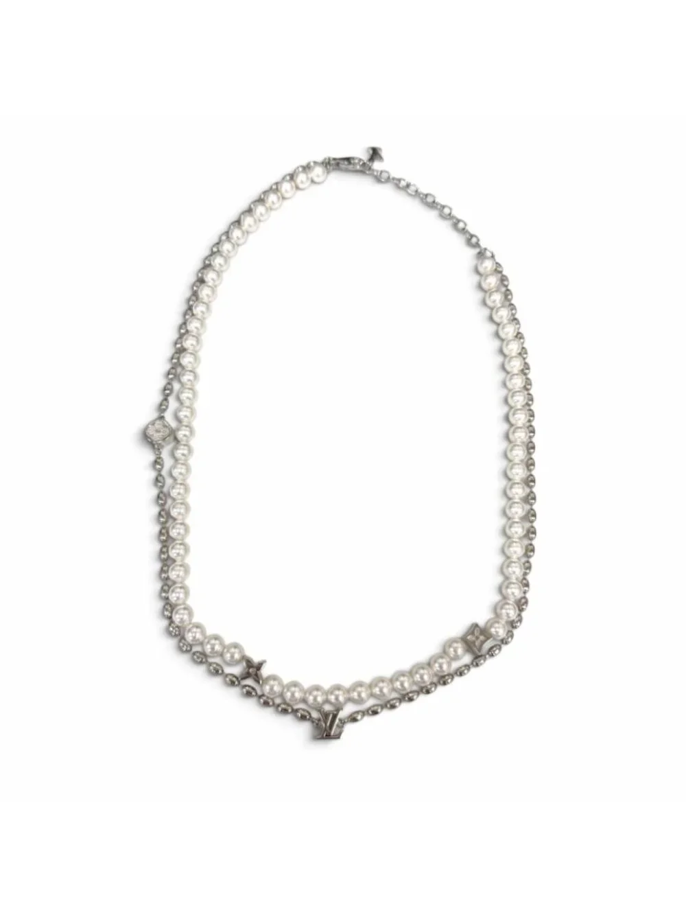Louis Vuitton Necklace Pearl Fusion Silver White